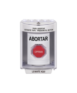 SS-2382-AB-ES - SS2-382-AB-ES-STI-Botón de Abortar, Bocina de Advertencia Integrada, Texto en Español, Tapa Protectora de Policarbonato Súper Resistente con Espaciador, Restablecimiento con Llave - Relematic.mx - SS2382ABES-p