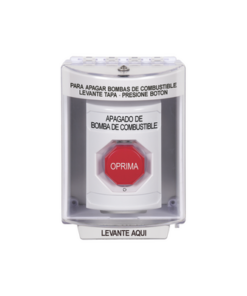 SS-2389-PS-ES - SS2-389-PS-ES-STI-Botón de Apagado de Bomba de Combustible, Tapa Protectora de Policarbonato Súper Resistente con Espaciador, Acción Mantenida , Texto en Español - Relematic.mx - SS2389PSES-p