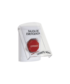 SS23A2EX-ES-STI-Botón Multipropósito, Texto Salida De Emergencia, Llave para Restablecer, Bocina Integrada De Alarma, Tapa De Policarbonato, 2 Relevadores forma C, Interior