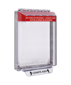 STI-14020FR-ES-STI-Cubierta Universal Transparente, de Bajo Perfil, Texto de Incendio en Español, Notificación Audible y Visible