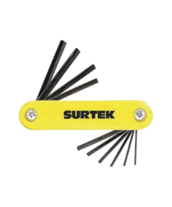 SYS-ALLFNP10-SURTEK-Juego de 10 llaves hexagonales en pulgadas tipo navaja, mango bimaterial.