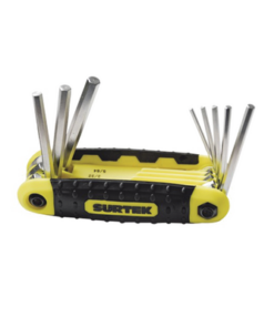 SYS-ALLFNX8M-SURTEK-Juego de 8 llaves hexagonales métricas tipo navaja, mango bimaterial.