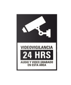 SYSCALVIDBN/10-SYSCOM-Etiquetas Adheribles Videovigilancia 24 Horas Color Blanco y Negro / Paquete con 10
