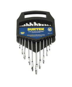 SYS-F06S - SYS-FO6S-SURTEK-Juego de llaves combinadas en rack con 11  piezas en pulgadas, de cromo con acabado satinado. - Relematic.mx - SYSFO6S-p