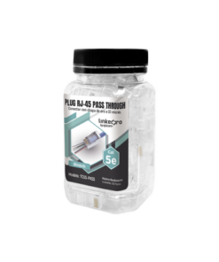TC5S-PASS-LINKEDPRO BY EPCOM-Bote con 100 Plugs Pass Through RJ45 Cat5e Blindado, Chapado de Oro a 30 Micras para Durabilidad Extrema