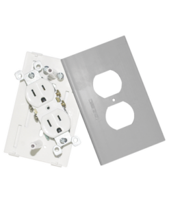 TEK-100-DUPLEX-G - TEK-100-DUPLEX-G-THORSMAN-Contacto eléctrico doble, soporte y tapa color aluminio, para canaleta TEK100-A y mini columna THMICG - Relematic.mx - TEK100DUPLEXG-p