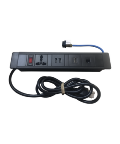 THMC-HUB-THORSMAN-Hub para escritorio color negro,  con 1 Puerto HDMI Hembra-Hembra, 1 Conector RJ45 Cat6, 2 Puertos USB 5V DC /2 A, y 1 Contacto eléctrico universal  (11100-00001)