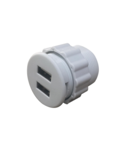 USB-MINI-REDW-THORSMAN-Mini Empotrable Redondo Color Blanco con 2 Puertos USB, con Cable