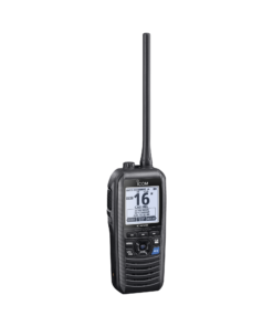 IC-M94D-ICOM-Radio portátil marino flotante con receptor AIS y GPS incluido, Tx: 156.025-157.425 MHz Rx: 156.050-163.275 MHz, opera en canales INT, USA, CAN, WX, Incluye antena, batería, cargador, cable de encendedor y clip.
