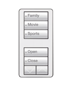 RRD-W1-RLD-WH-LUTRON ELECTRONICS-Teclado seetouch 5 botones, 2 botones subir/bajar, programe escenas diferentes en cada botón.