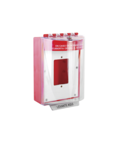 STI-13510FR-ES-STI-Cubierta Universal De Policarbonato Con Espaciador y Placa De Montaje Interna, Texto De Incendio En Español, Interior/Exterior, Serie Universal Stopper®