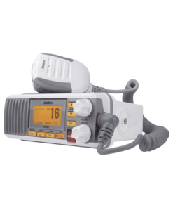 UM-385-UNIDEN-Radio Móvil Marino VHF, color blanco, Tx: 156.025 - 157.425 MHz, Rx: 156.050 - 163.275 MHz, 25W de potencia, sumergible IPX4 incluye micrófono y cable de alimentación