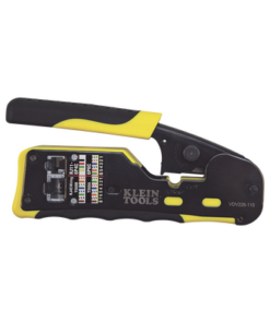VDV226-110-KLEIN TOOLS-Ponchadora/Pelacables/Cortacables con Matraca para Conectores Pass-Thru RJ45 y Conectores Estándar RJ11/RJ12.