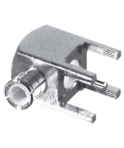 RMX-8400-1-RF INDUSTRIES,LTD-Conector MCX Macho en Ángulo Recto para Montaje en PCB con Terminal y 4 Patas, Oro/ Oro/ Teflón.
