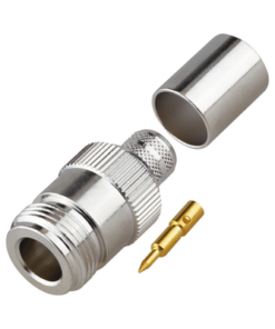 RP-1028-I-RF INDUSTRIES,LTD-Conector N Hembra Inverso de Anillo Plegable para Cables 9913, RG-8/U, LMR-400, Grupo I, Níquel/ Oro/ Teflón.