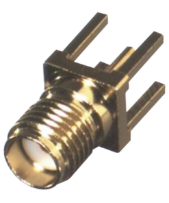 RSA-3350-2-1-RF INDUSTRIES,LTD-Conector SMA Hembra de Montaje Vertical con Terminal y 4 Patas Largas para PCB, Oro/Oro/Teflón.