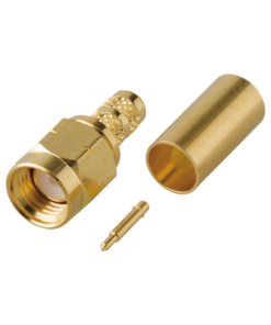 RT-3000-1C1-RF INDUSTRIES,LTD-Conector SMA Macho en línea tipo Rosca Izquierda, de Anillo Plegable para Cable RG-142/U y Grupo C1, Oro/ Oro/ Teflón.