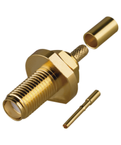 RT-3252-1B-04-RF INDUSTRIES,LTD-Conector SMA Hembra de Rosca Izquierda, Montaje Frontal en Panel para Cables del Gurpo B, Oro/ Oro/ Teflón.