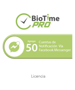 ZKBTPFB2-ZKTECO-Software de Gestión Centralizada de Asistencia BIOTIMEPRO Licencia para agregar 50 cuentas de notificación vía Facebook Messenger