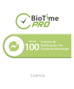 ZKBTPFB3-ZKTECO-Software de Gestión Centralizada de Asistencia BIOTIMEPRO Licencia para agregar 100 cuentas de notificación vía Facebook Messenger