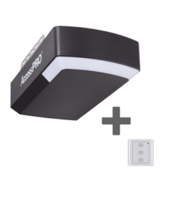 KT-GARAGE1-ACCESSPRO-Motor para puertas de garage/1/2HP/Fuerte/Silencioso/Luz LED/Motor DC/Respaldo de batería/Riel tipo "C" + Control inalámbrico de pared.
