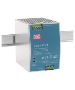 NDR48024-MEANWELL-Fuente de Poder Industrial de 480W, salida 24 Vcc, para montaje en Riel Din