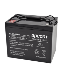 PL7512-FR-EPCOM POWERLINE-Batería 12 Vcc / 75 Ah /  UL / Tecnología AGM-VRLA / Retardante a la flama/ Uso en: Aplicaciones fotovoltaicas / Terminales tipo M6  / Cargador recomendado CHR-250. 