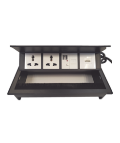THMC-HBOX-THORSMAN-Caja Horizontal Tipo Hub para Escritorio Color Negro, con 1 Puerto HDMI Hembra-Hembra, 1 Puerto RJ45 Cat6, 2 Puertos USB (Solo Carga), y 2 Contactos Eléctricos Universales