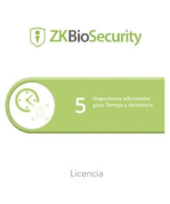 ZKBSTA5-ZKTECO-Licencia para ZKBiosecurity permite gestionar hasta 5 dispositivos para tiempo y asistencia