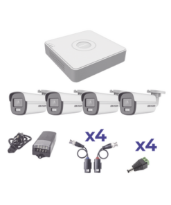 KH1080PL4BC-HIKVISION-KIT COLORVU TURBOHD 1080p Lite / DVR 4 Canales / 4 Cámaras Bala (exterior 2.8 mm) / Transceptores / Conectores / Fuente de Poder Profesional