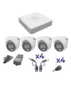 KH1080PL4EC-HIKVISION- KIT COLORVU TURBOHD 1080pLite / DVR 4 Canales / 4 Cámaras Eyeball (exterior) / Transceptores / Conectores / Fuente de Poder Profesional