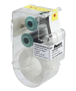 T050X000YKC-BK-PANDUIT-Casete de Etiquetas de Poliéster de Cinta Continua, Color Negro sobre Transparente, Uso Interior/Exterior Resistente a Rayos UV, 12.7 mm de Ancho x 7.6 metros de Largo