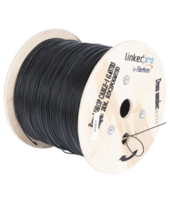 RDC-1FO-G657B3/2KM-LINKEDPRO BY FIBERHOME-Carrete de 2 km de Fibra Óptica Aérea redonda (Figura 0) G.657B3 tipo Drop, Monomodo, 1 hilo, forro de 3 mm, Span 100 m