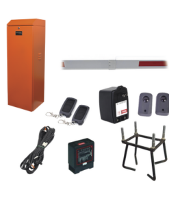 KIT-XBS-RN-ACCESSPRO-Kit COMPLETO Barrera Derecha XB NARANJADA / Brazo telescópico 3.6 ~ 5.5 M / Incluye Sensor de masa, Transformador, Lazo, Ancla, Fotoceldas y 2 Controles Inalámbricos