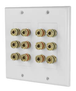 EP-WP6S-EPCOM PROAUDIO-Placa de Pared | Postes de Unión Tipo Banana | Conexión para 6 Altavoces | Fácil Instalación | Conectores Chapados en Oro