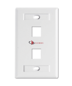 KFP-S-02-02S-SIEMON-Placa de Pared Keystone de 2 Salidas, Color Blanco, para Jacks Keystone Z-MAX y MAX