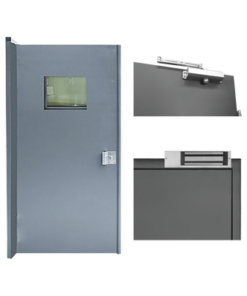 KITPBVT3B-ACCESSPRO-Kit de Puerta con mirilla Nivel III (Subametralladora Uzi, Pistola 9mm, Magnum .44, .357 Expansivo.)  con chapa  magnética  y  cierrapuertas 