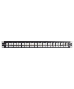 KPNL-F1-24-01S-SIEMON-Patch Panel UTP Keystone de 24 Puertos Modular (Vacío), Plano, 1UR, Compatible con Jacks Keystone UTP Z-MAX y MAX