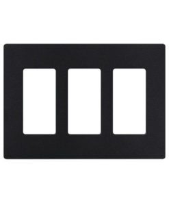 SC-3-MN-LUTRON ELECTRONICS-Tapa Color Blanco Negro Satin para interruptor o dimmer Lutron, 3 gang, limpio y moderno