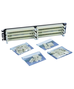 P110B1005R2Y-PANDUIT-Kit Panel de Conexión con 2 Bases de 100 Pares, Categoría 5e, Incluye 40 Bloques de Conexión de 5 Pares y Etiquetas, 19 Pulgadas (48.26 cm), 2 UR