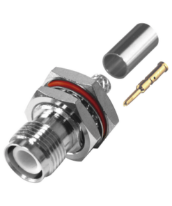 RP-1212-C1-RF INDUSTRIES,LTD-Conector TNC Hembra Inverso de Montaje Trasero en Panel, D-Plano, Hermético de Anillo Plegable para RG-142/U, Níquel/ Oro/ Teflón.