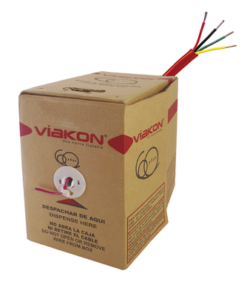 9424-VIAKON-Bobina de Alambre de 305 Metros (1000 Pies) 4 x 18 AWG, Tipo FPLR de Color Rojo, para Aplicaciones en Sistemas de Detección de Incendio y Sistemas de Evacuación, Hecho en México.