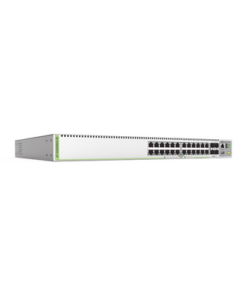 AT-GS980MX28-10-ALLIED TELESIS-(GS980MX/28) Switch Stack L3, 24 puertos 10/100/1000-T, 4 Puertos SFP+ 10G, Fuente de poder fija