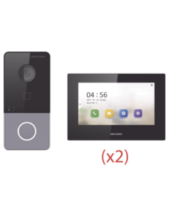 DS-KIS605-PLB(K2)-HIKVISION-Kit de Videoportero IP LITE con llamada a App de Smartphone (Hik-Connect) / Apertura con tarjeta / Soporta PoE Estándar / Incluye 2 MONITORES
