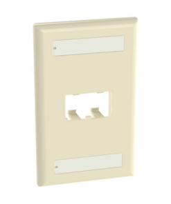 CFPL2EIY-PANDUIT-Placa de Pared Vertical Clásica, Salida Para 2 Puertos Mini-Com, Con Espacios Para Etiquetas, Color Marfil