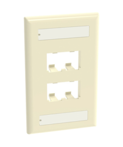 CFPL4EIY-PANDUIT-Placa de Pared Vertical Clásica, Salida Para 4 Puertos Mini-Com, Con Espacios Para Etiquetas, Color Marfil