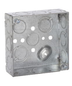 HUB189-RACO-Caja Cuadrada 4 x 4"/Profundidad 1- 1/2"/ 10 Entradas de 1/2" y 6 TKO (1/2"-3/4").
