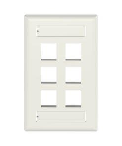 NK6FIWY-PANDUIT-Placa de Pared Vertical, Salida Para 6 Puertos Keystone, Con Espacios Para Etiquetas, Color Blanco Mate