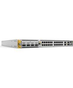 AT-X950-28XTQM-B01-ALLIED TELESIS-Switch Stackeable Capa 3, 24 puertos 1/2.5/5/10G RJ45, 4 x 40G/100G QSFP+/QSFP28, 1 ranura de expansión, 1 año Net.Cover Preferred