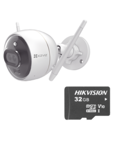 C3X/KM-EZVIZ-Kit de Camara WiFi y Memoria Micro SD / Incluye 1 Pieza C3X y 1 Memoria MicroSD 32GB / Audio de Dos Vías / Colores en Oscuridad / Detección Humana y de Vehículo